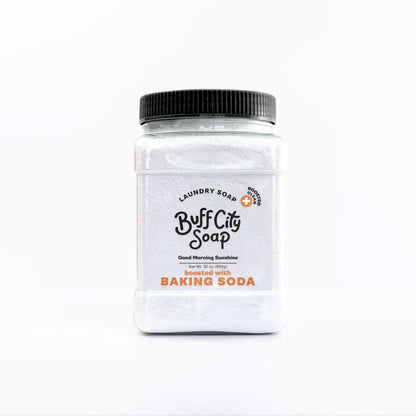 Sunday Morning Laundry Soap Plus container in front of white background